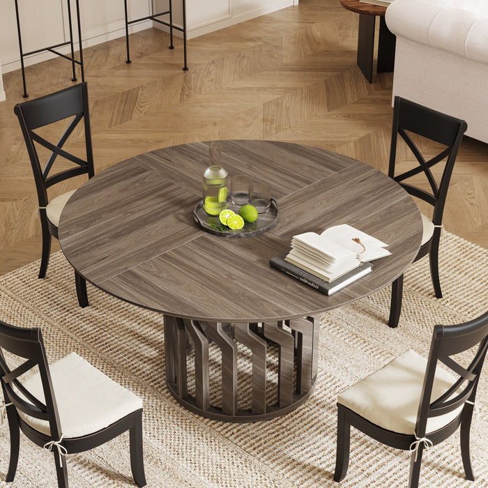 47" Round Dining Table, Wooden Kitchen Table for 4-6 People Tribesigns