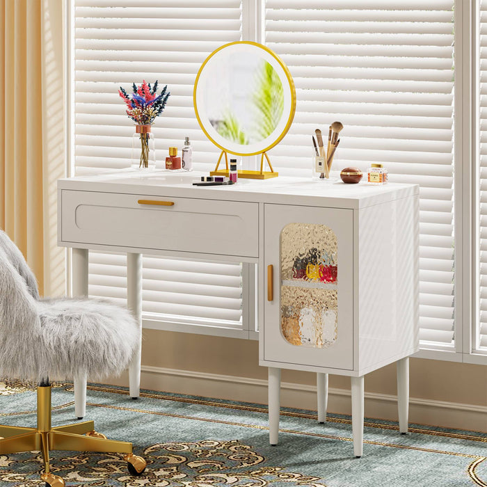 Makeup Vanity, 43" Makeup Dressing Table with Drawer & Cabinet (Mirror & Stool Not Included) Tribesigns