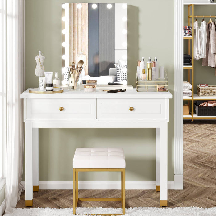 43.3" Makeup Vanity Dressing Table with 2 Drawers(Without Mirror & Stool ) Tribesigns