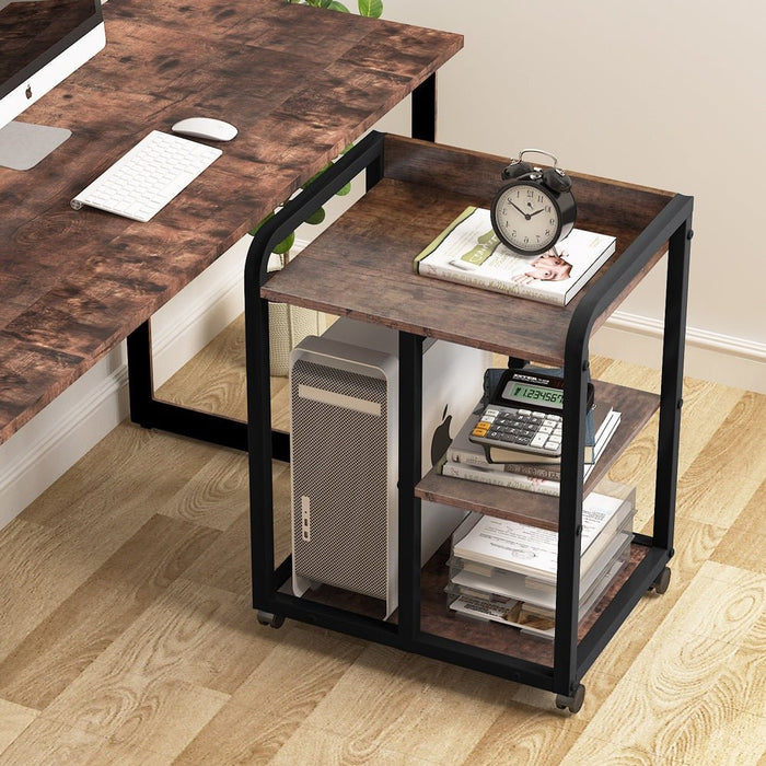 Printer Stand, Mobile 3-Tier Wood Under Desk Printer Cart Tribesigns