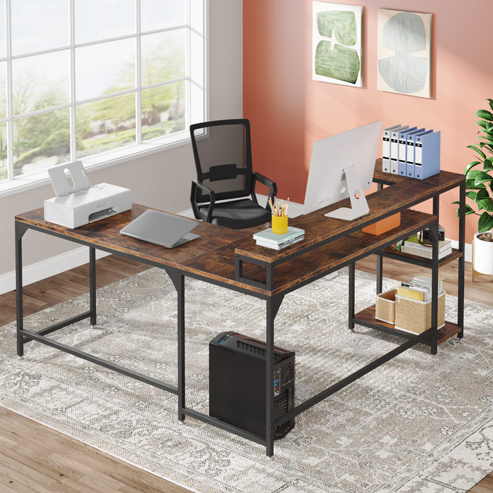Tribesigns L-Shaped Desk, Corner Computer Desk with Monitor Stand & Shelves Tribesigns