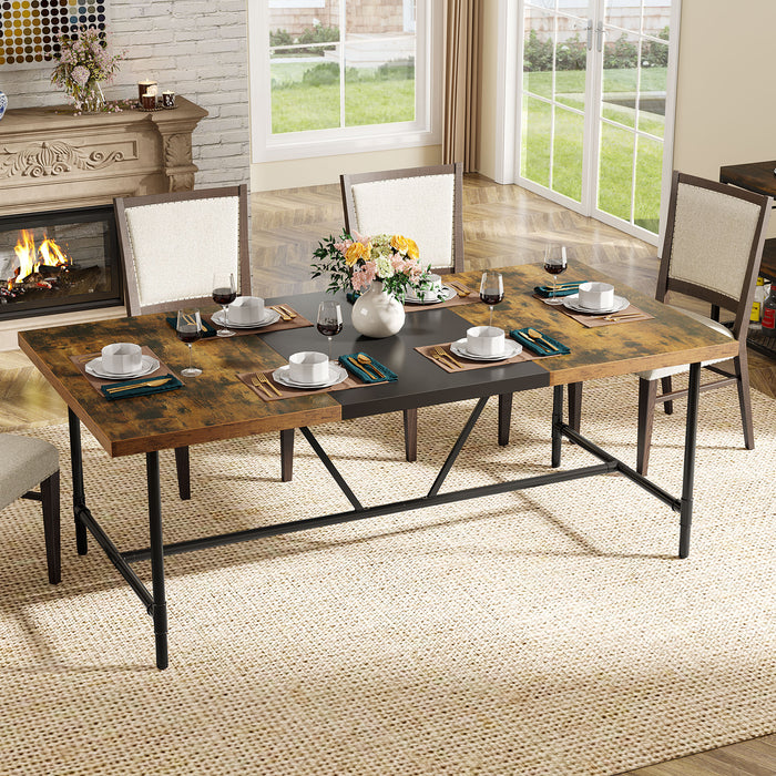 Rectangle Dining Table, Industrial Breakfast Dinner Table for 6-8 people Tribesigns