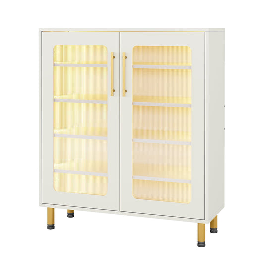 5-Tier Modern Shoe Cabinet with RGB Light, Shoe Storage Organizer Acrylic  Doors