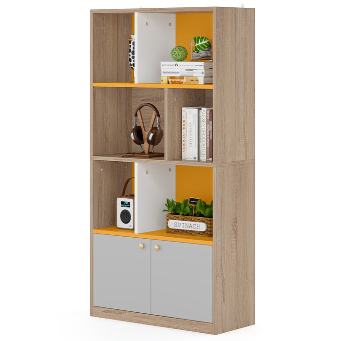 Tribesigns Bookshelf, 65" Tall Freestanding Cube Bookcase with Doors & Open Shelves Tribesigns