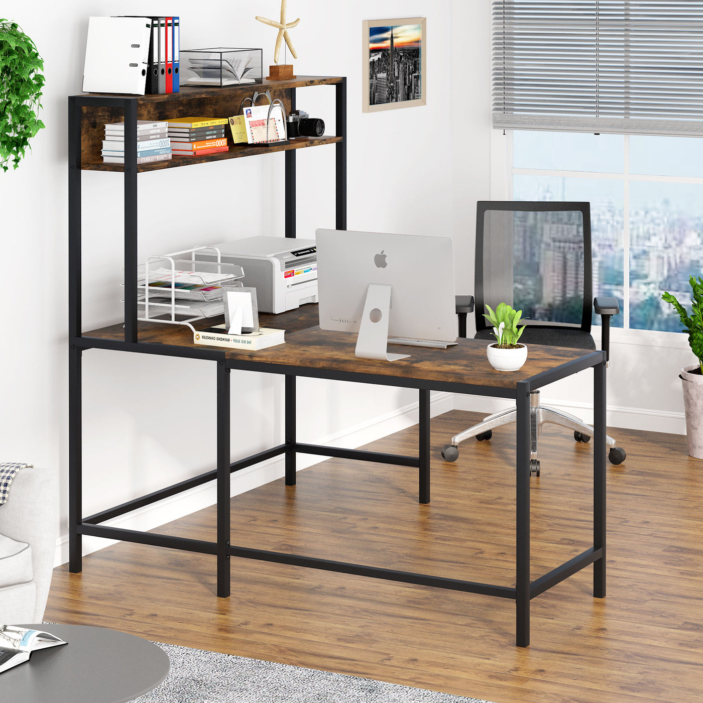 Tribesigns 51'' L-Shaped Computer Desk with Hutch