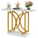 Console Table, Faux Marble Sofa Table with Double D-Shaped Metal Base Tribesigns