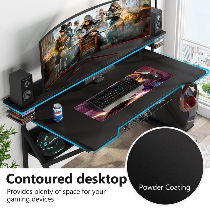 Tribesigns Gaming Desk, Computer Desk with Monitor Stand and Shelf Tribesigns