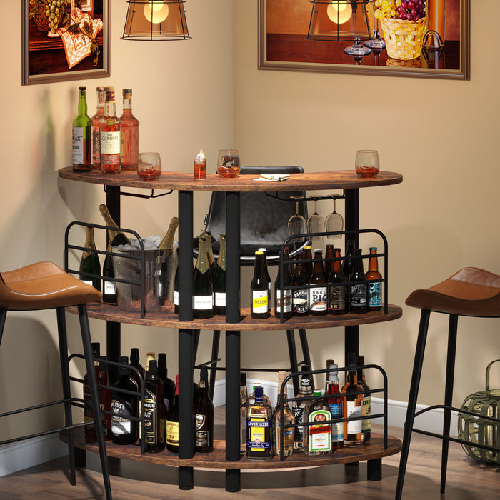 Bar Unit, 3 Tier Liquor Bar Cabinet with Storage Shelves Tribesigns