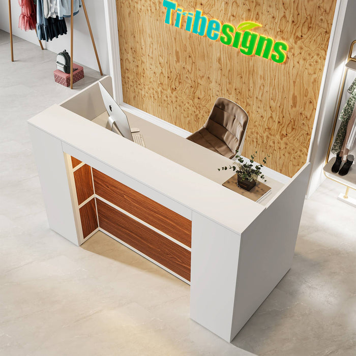 Tribesigns Reception Desk, Reception Counter Table Front Desk with LED ...