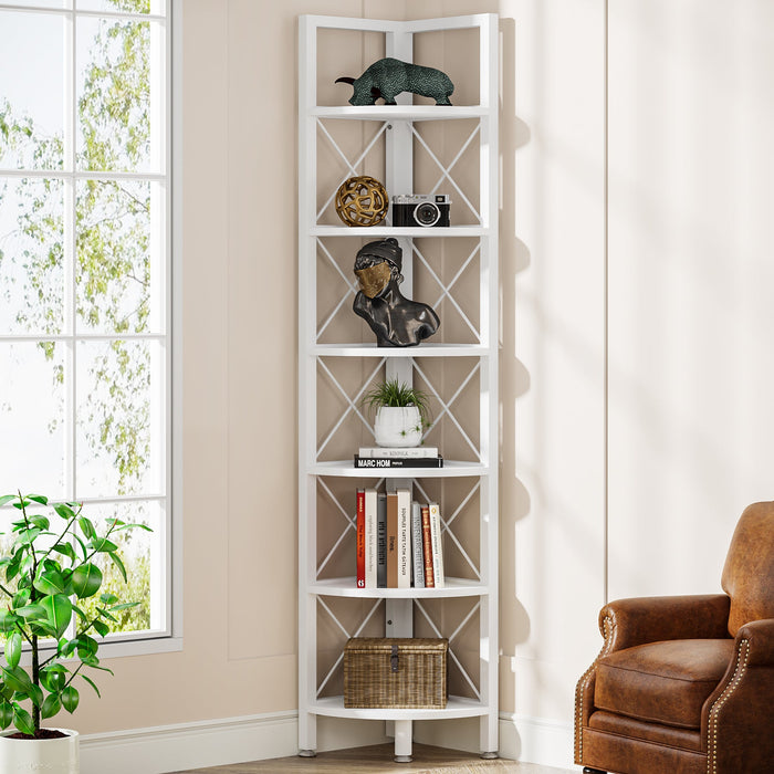 5-Tier / 6-Tier Corner Shelf Small Bookshelf Storage Rack for Small Space Tribesigns