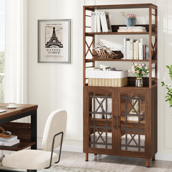 5-Tier Bookcase, 70.9" Bookshelf with Open Shelves & Cabinet Tribesigns