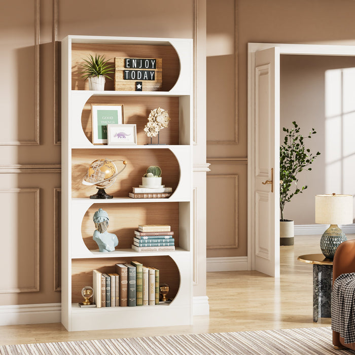 5-Tier Bookcase, 71" Wood Etagere Bookshelf with Storage Shelves Tribesigns