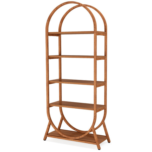 5-Tier Bookshelf, 70.8" Open Bookcase Arched Display Rack Tribesigns