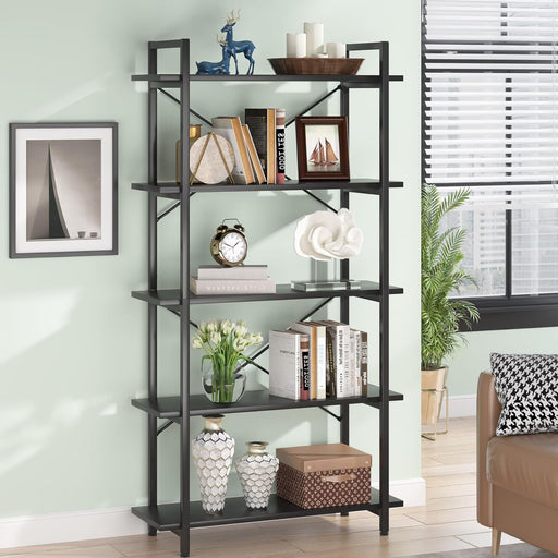 5-Tier Bookshelf, Industrial Etagere Bookcase Display Shelf Unit Tribesigns