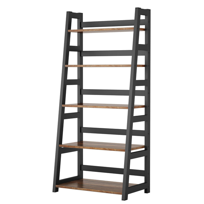 5-Tier Bookshelf, Ladder Bookcase Etagere Storage Shelf Tribesigns