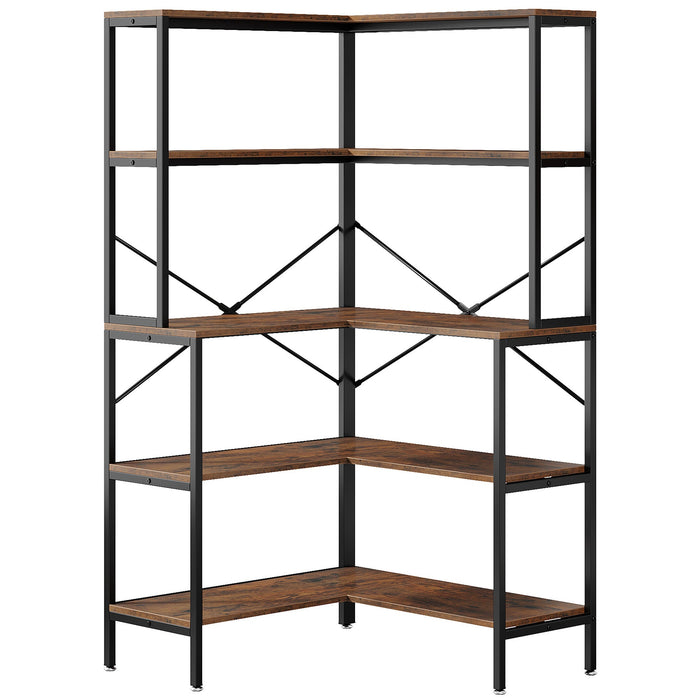 5-Tier Corner Bookshelf, 67" Tall L-Shaped Bookcase Display Organizer Tribesigns