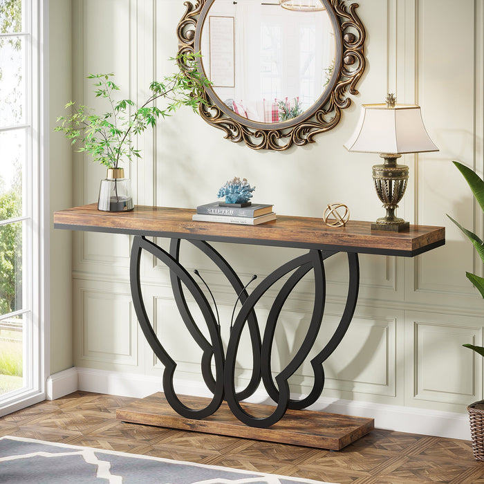 55-Inch Console Table Sofa Table with Butterfly Metal Frame Tribesigns