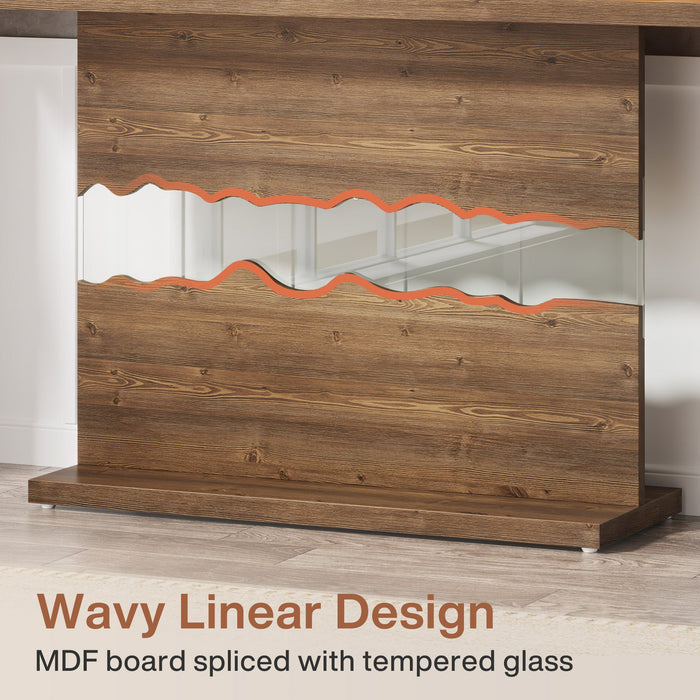 55-inch Console Table, Wood and Glass Sofa Table for Entryway Tribesigns
