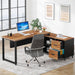 55 Inch L-Shaped Computer Executive Desk with 47 inch File Cabinet Tribesigns