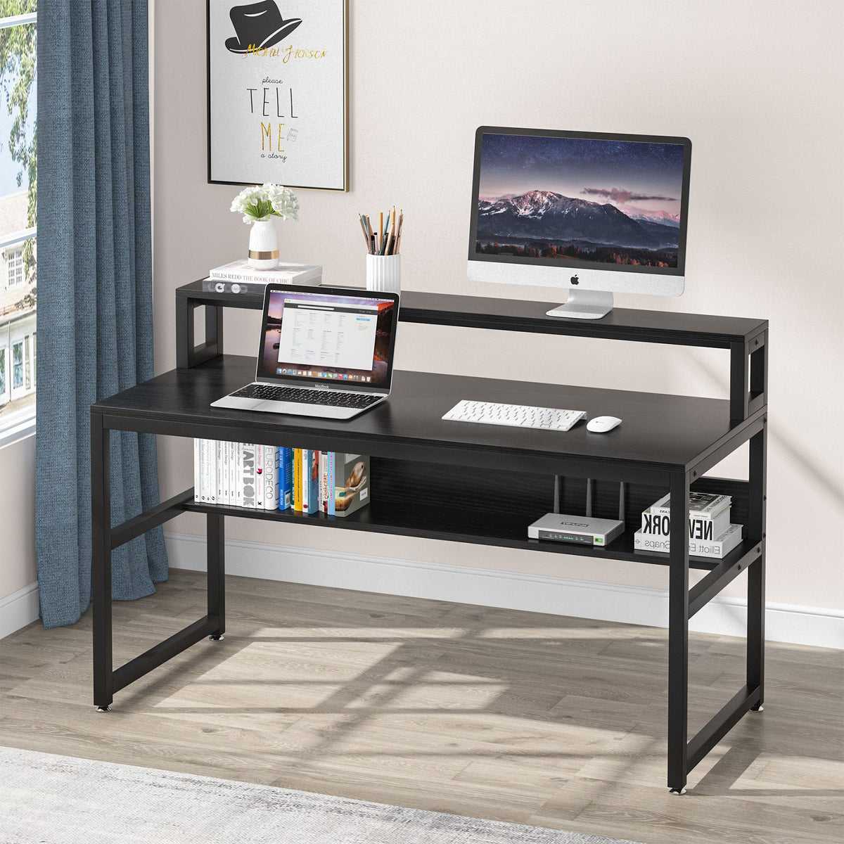 55 inch computer desk deals with shelves