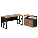 Tribesigns L-Shaped Desk Set, 55" Executive Desk And 32" File Cabinet