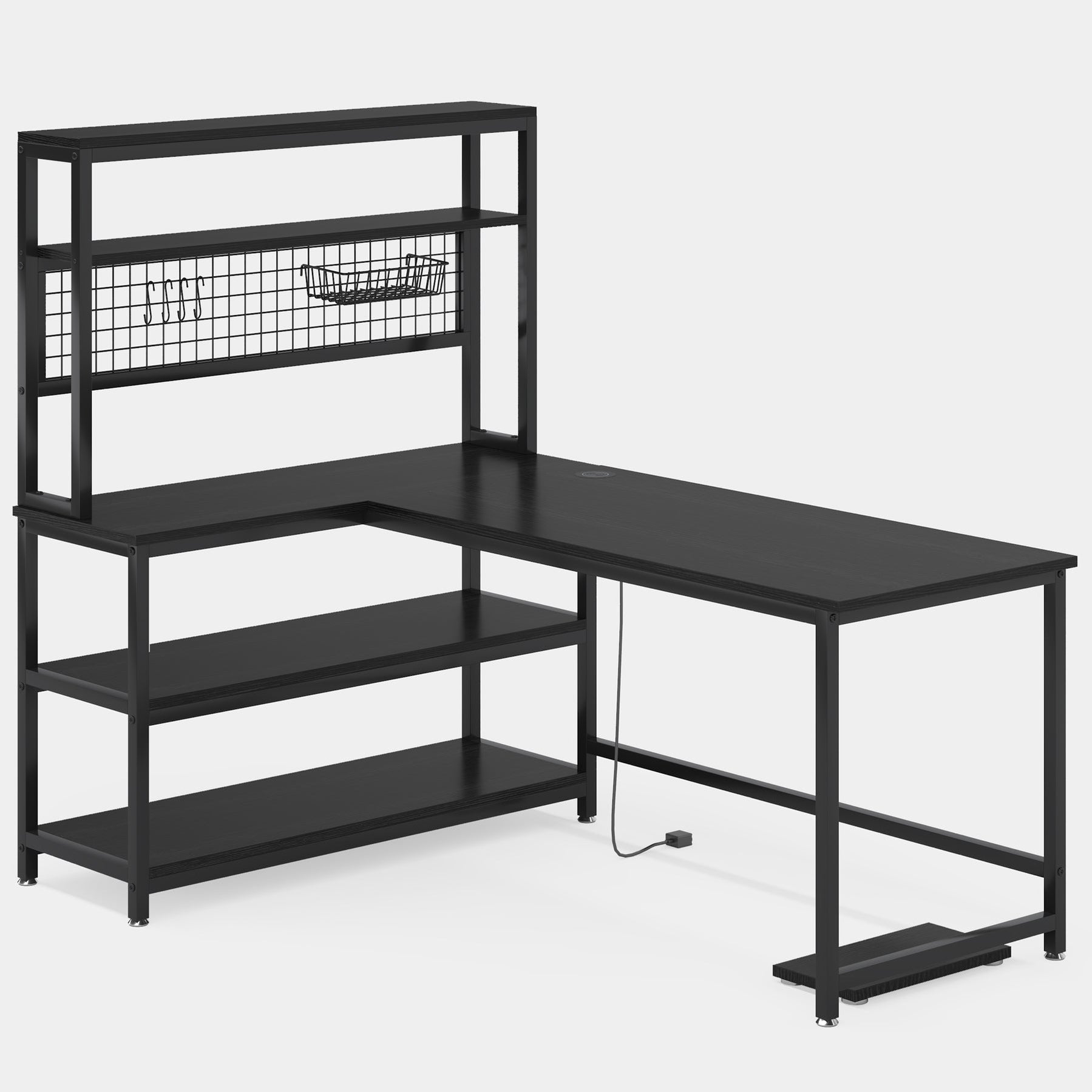 Tribesigns Reversible LShaped Desk with Wireless Charging & Shelves