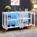 55" Sideboard Buffet, LED Light Credenza Cabinet with Acrylic Doors Tribesigns