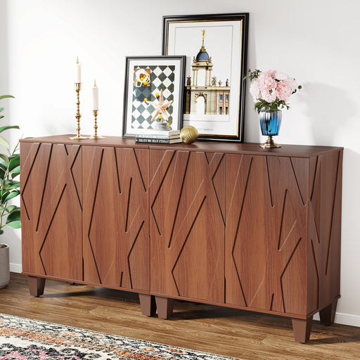 Tribesigns 55 Sideboard Buffet Credenza Cabinet with Solid Wood Legs
