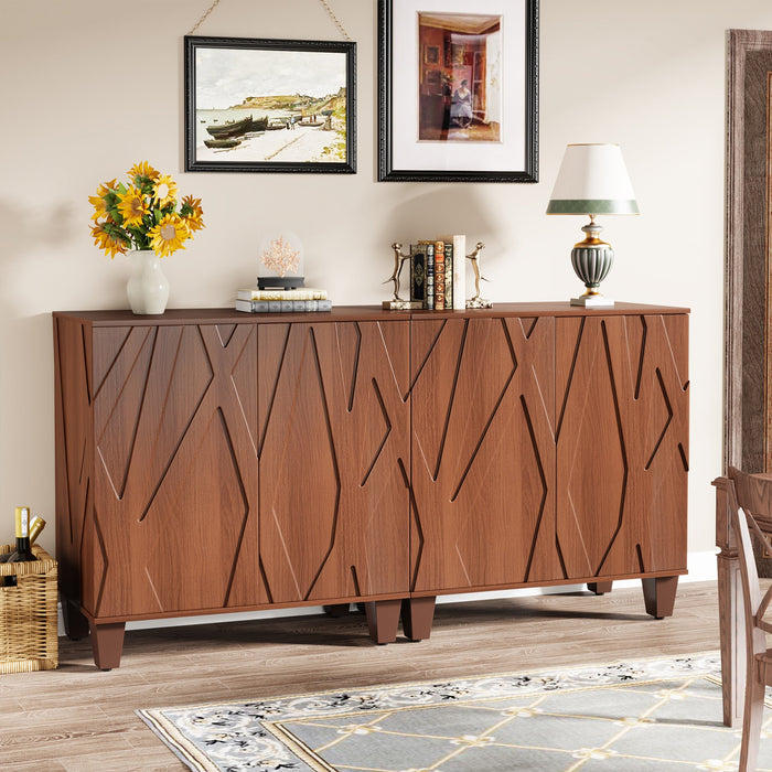 55" Sideboard Buffet Storage Credenza Cabinet with Solid Wood Legs Tribesigns