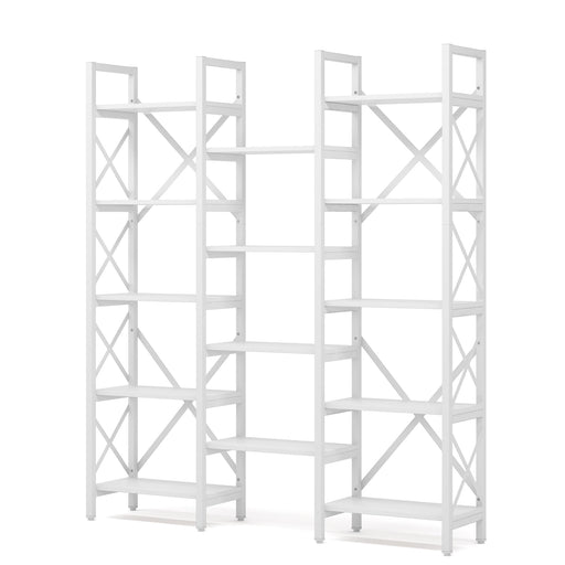 59" Bookshelf, Triple Wide 5-Shelf Bookcase Display Rack Tribesigns