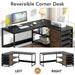 59" L-Shaped Desk, Reversible Corner Desk with Drawers & Shelves Tribesigns