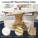 59" Round Dining Table Sintered Stone Tabletop & Stainless Steel Pedestal Tribesigns