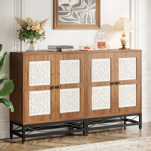 59" Sideboard Buffet Cabinet with Storage Shelves and Carved Design Doors Tribesigns