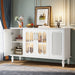 59" Sideboard Buffet, Wooden Storage Cabinet with LED Light & Doors Tribesigns
