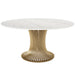 59" Sintered Stone Round Dining Table with Gold Stainless Steel Pedestal Tribesigns