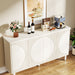 59.4" Sideboard Buffet, White Credenza Storage Cabinet with Doors Tribesigns