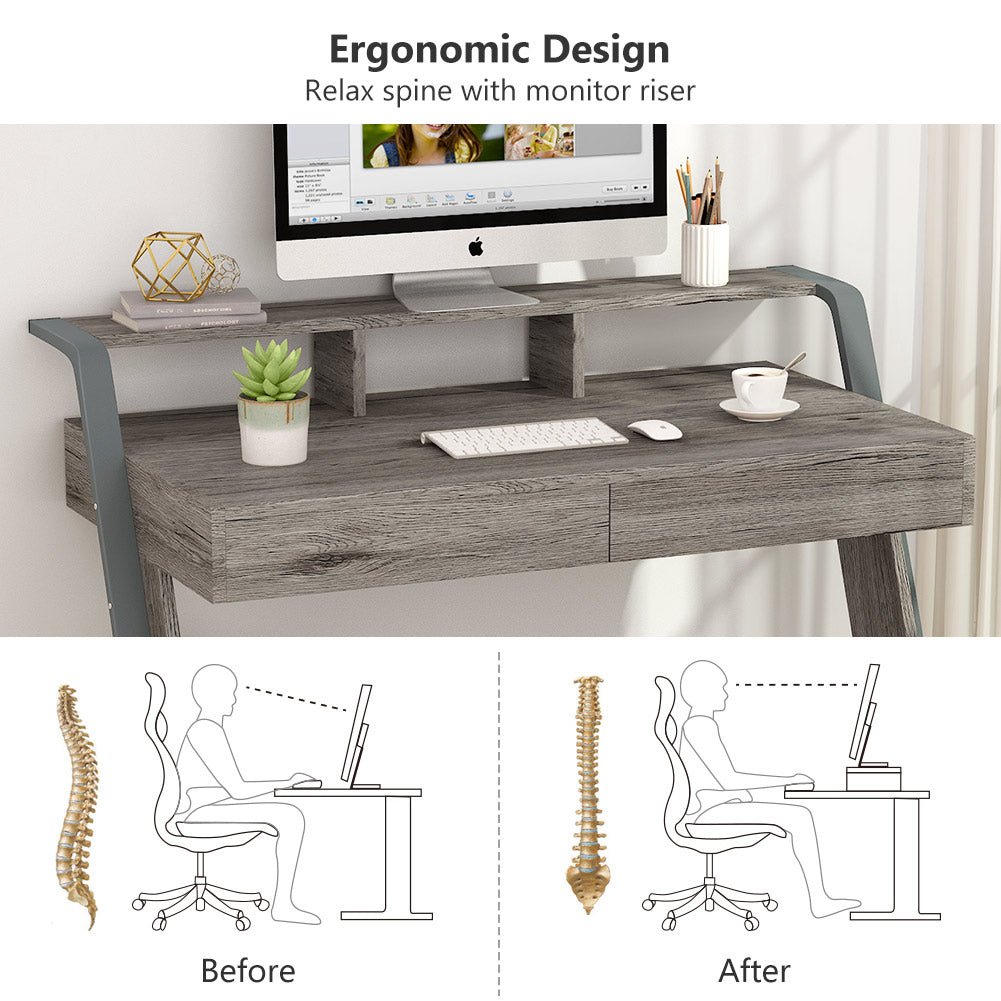 Tribesigns 47 Computer Desk With Monitor Stand 2 Drawers   5 08e6d750 Bf40 4191 93ec Cecf0d67be22 559516 1001x1001 