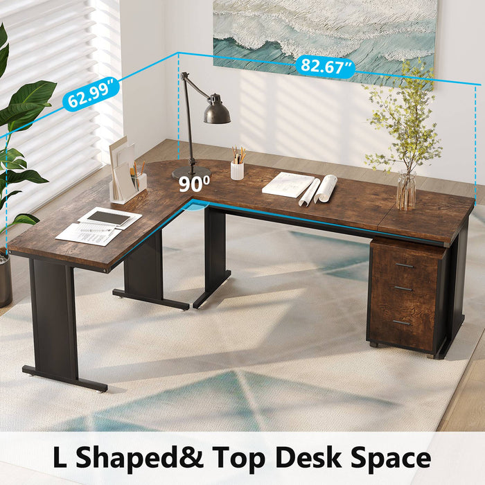 Tribesigns L-Shaped Desk, 83" Corner Executive Desk with Mobile File Cabinet Tribesigns