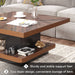 Coffee Table, Square Vintage Center Table with 2-Tier Shelves Tribesigns
