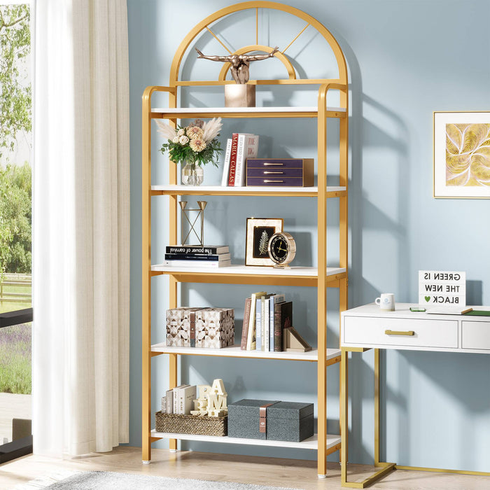 Tribesigns Bookshelf, 5-Tier Modern Arched Etagere Bookcase Storage Rack Tribesigns
