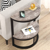 End Table, Half Round Narrow Side Table with Metal Frame Tribesigns 3