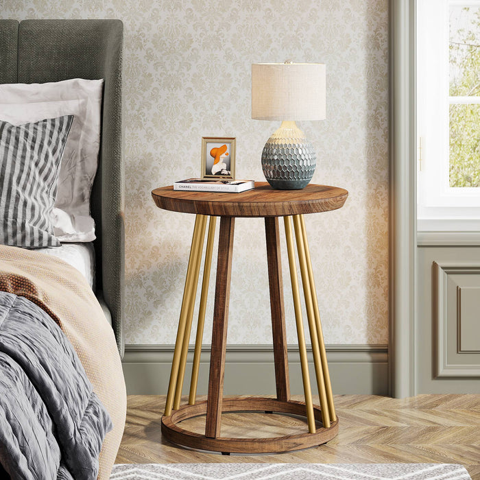 End Table, Round Side Table Bedside Table Sofa Side Table for Couch Tribesigns