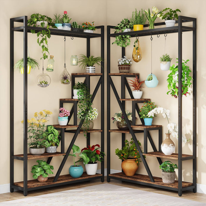7-Tier Plant Stand, 70.9" Tall Flower Plant Shelf with 5 S-Hooks Tribesigns
