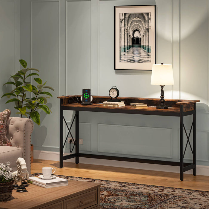 Console Table, 70.9" Sofa Table with Outlets and USB Ports Tribesigns