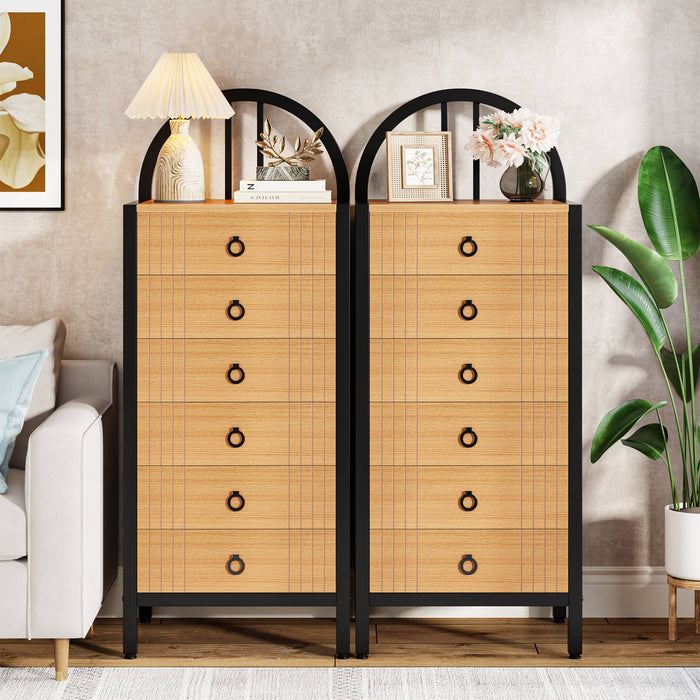 6 Drawers Chest, 43” Tall Wood Storage Dresser Cabinet Tribesigns