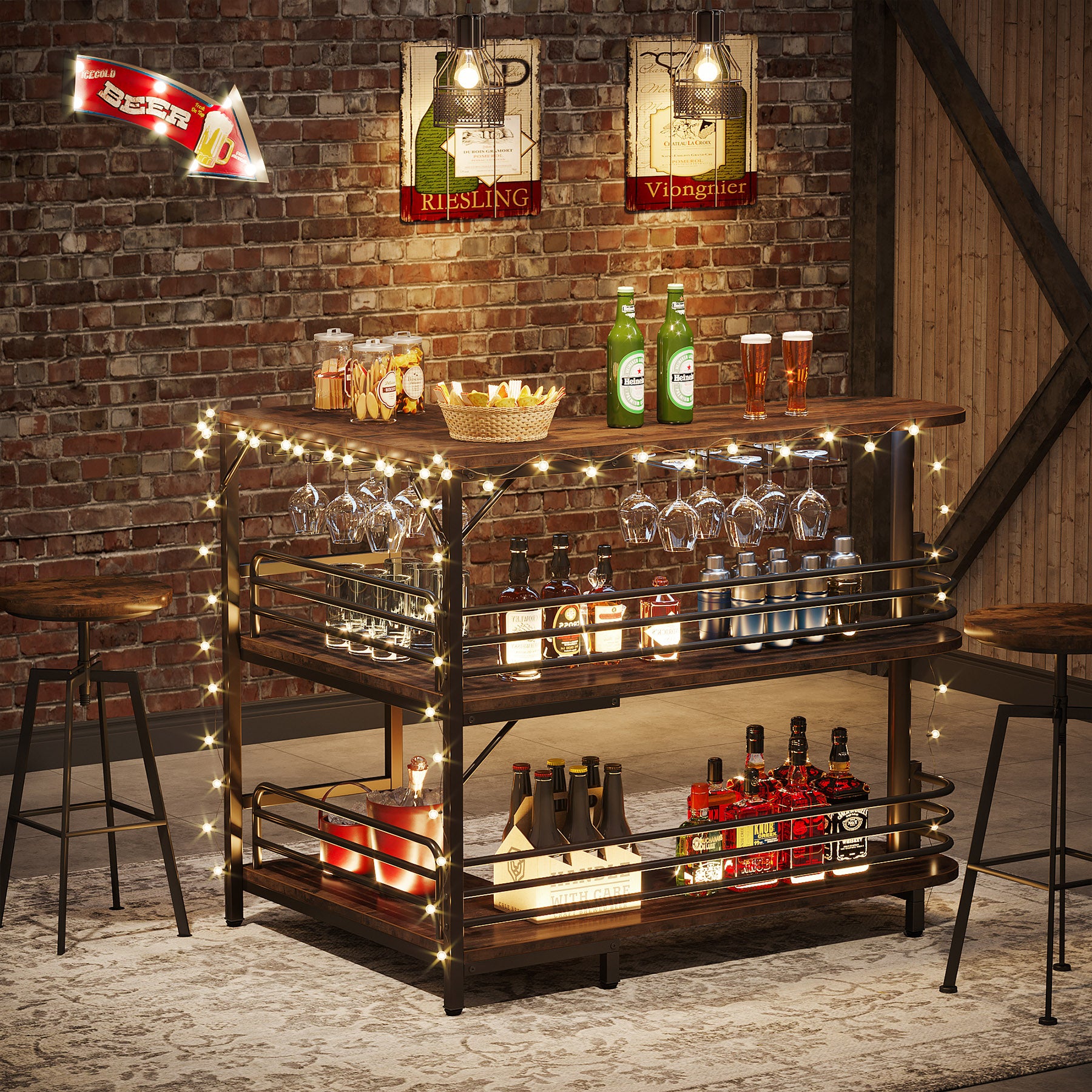 Tribesigns 3 Tier L-Shaped Home Bar Unit - Thumbnail 2