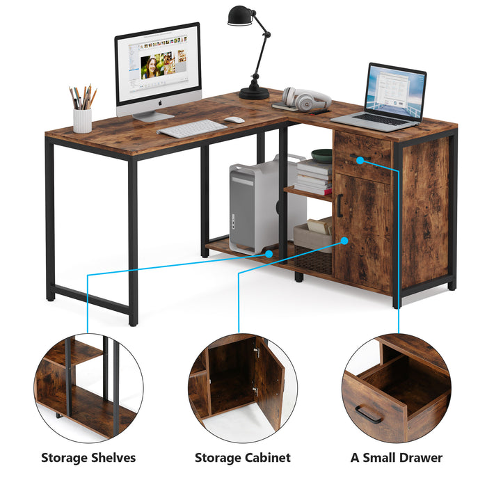 Tribesigns L Shaped Desk with Drawer Cabinet, 47 Inch Corner Desk Tribesigns