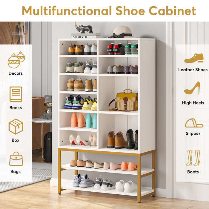 Tribesigns Shoe Cabinet, Freestanding Shoe Rack with 10 Adjustable Compartments Tribesigns