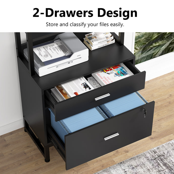 File Cabinet, 2 Drawers Letter Size Filing Cabinet Printer Stand Tribesigns