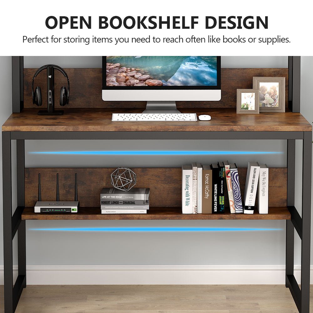 Tribesigns 55" Tall Computer Desk with Hutch and Storage Shelves